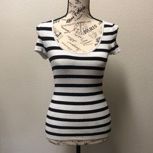 Cache Sparkly Silver and Black Top